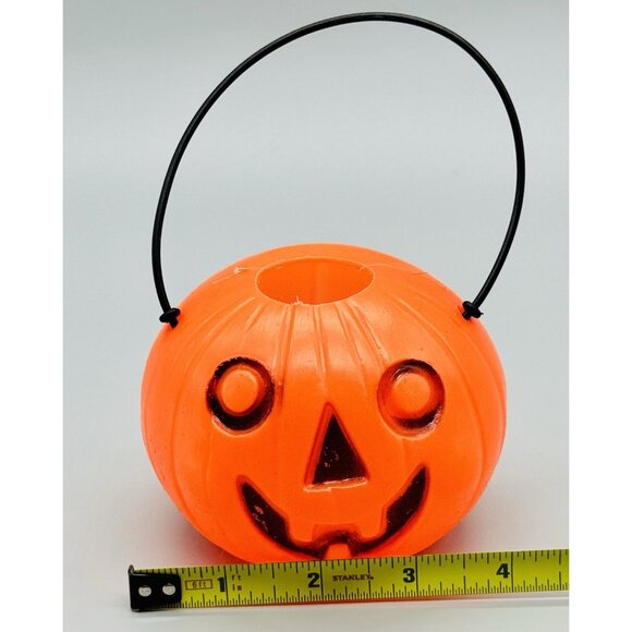 Halloween Blow Mold Pumpkin Jack O Lantern Trick Or Treat Bucket Pail Small 3" - Picture 6 of 6